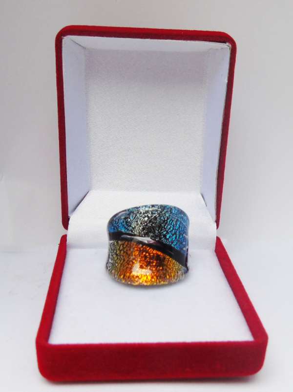 ANILLO DE BANDA, HECHO TOTALMENTE EN VIDRIO DICROICO